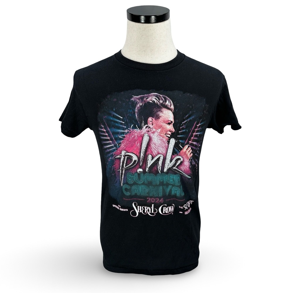 Pink Summer Carnival 2024 Tour T-Shirt Mens Small Black Sheryl Crow The Script